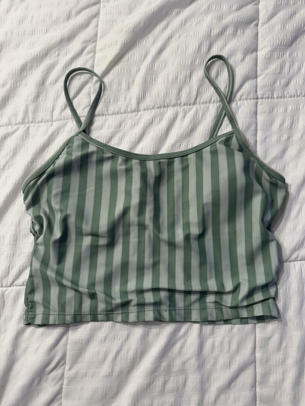 Jack's Green White Striped Cami Crop Top Tank Swim Clean Girl Coastal Cottage